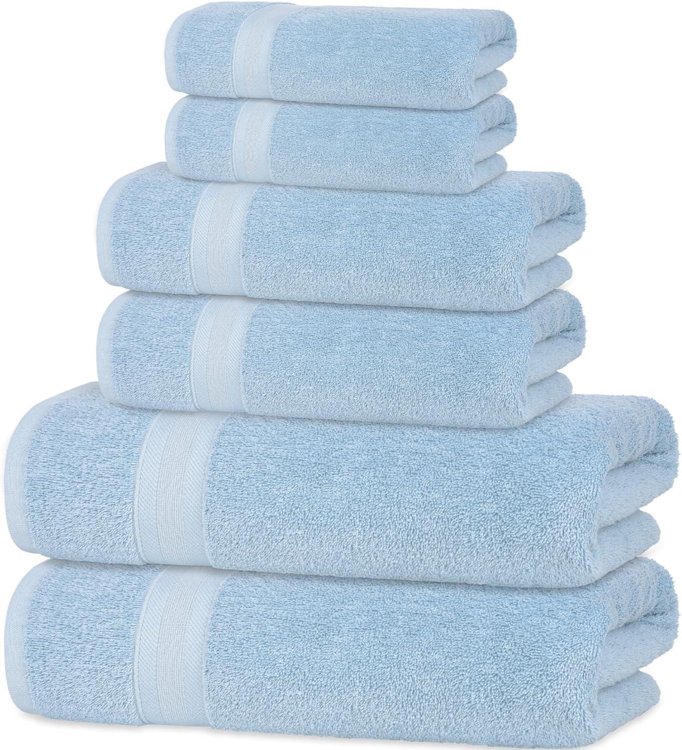 Cotton Paradise 100% Cotton Turkish Washcloth Set for Bathroom, 4 Piece Soft Absorbent Small Hand Face Towels Wash Rags, Sky Blue