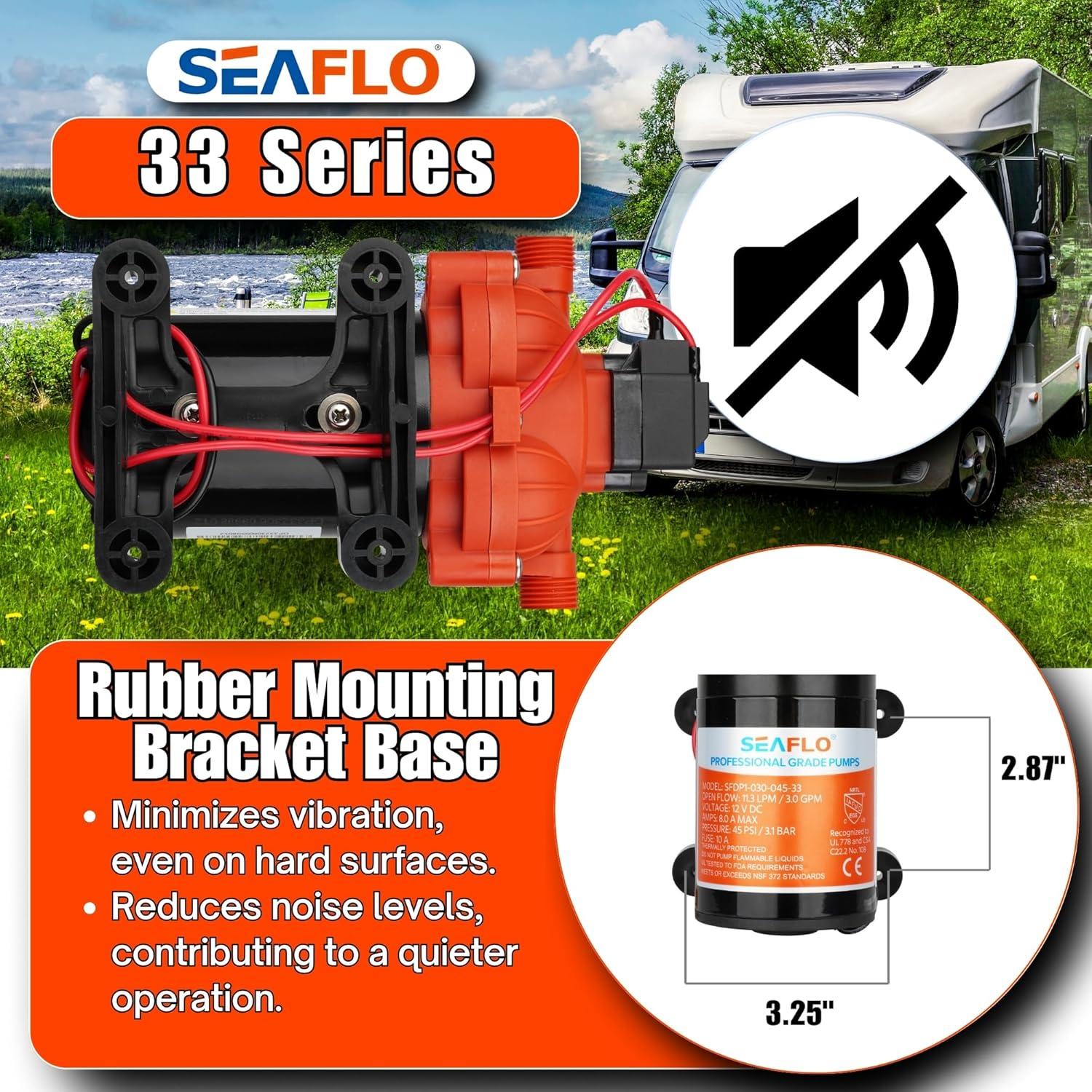 SEAFLO 123ABC, 3.0A, 12V, Orange and White, Diaphragm Self Priming Water Transfer Pump, 3.0 GPM