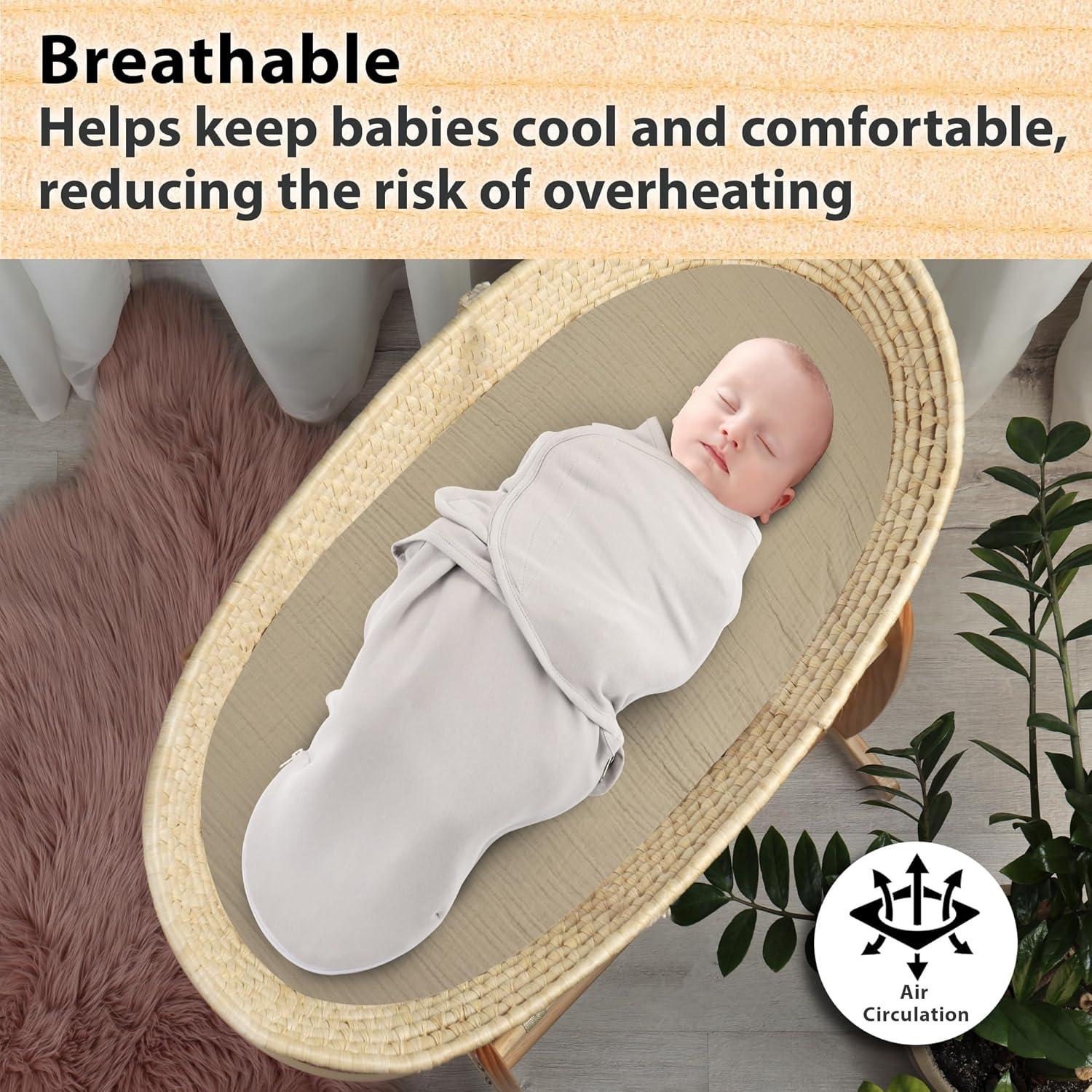 Bublo Baby Baby Muslin Bassinet Sheet Set, 3 Pack Organic Cotton Universal Fitted Bedding Cover for Oval, Hourglass & Rectangle Bassinet Mattress, Fitted Sheets Size 32 x 16 x 4 Inches