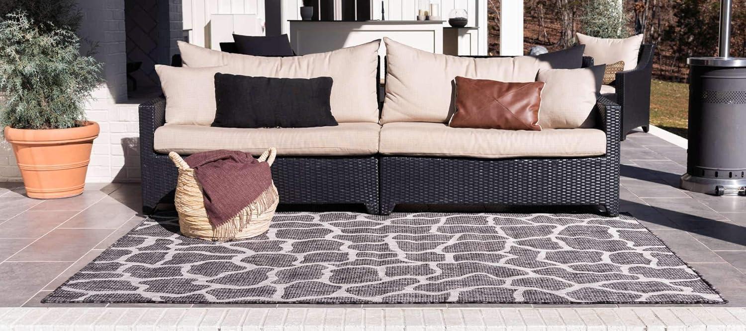 Unique Loom 6' 1 x 9' 0 Rectangle Indoor/Outdoor Safari Charcoal Gray Area Rug