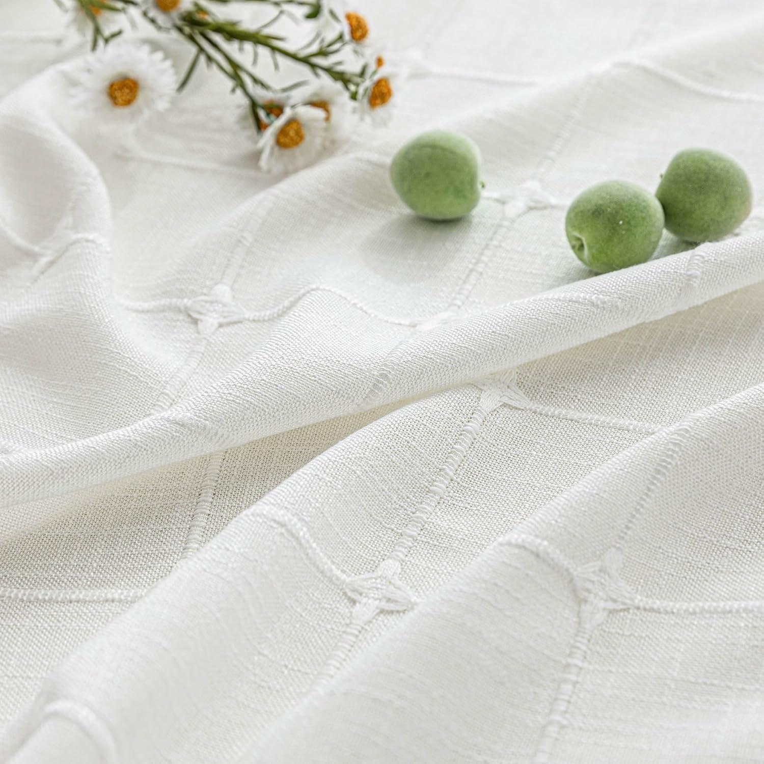 Hokku Designs Farmhouse Shower Curtain With Snap-In Liner,No Hooks Needed,Boho Fabric Shower Curtains With Tassels For Rustic Neutral Bathroom Decor,With Magnets,Water Repellent&Machine Washable,White,71X74inch