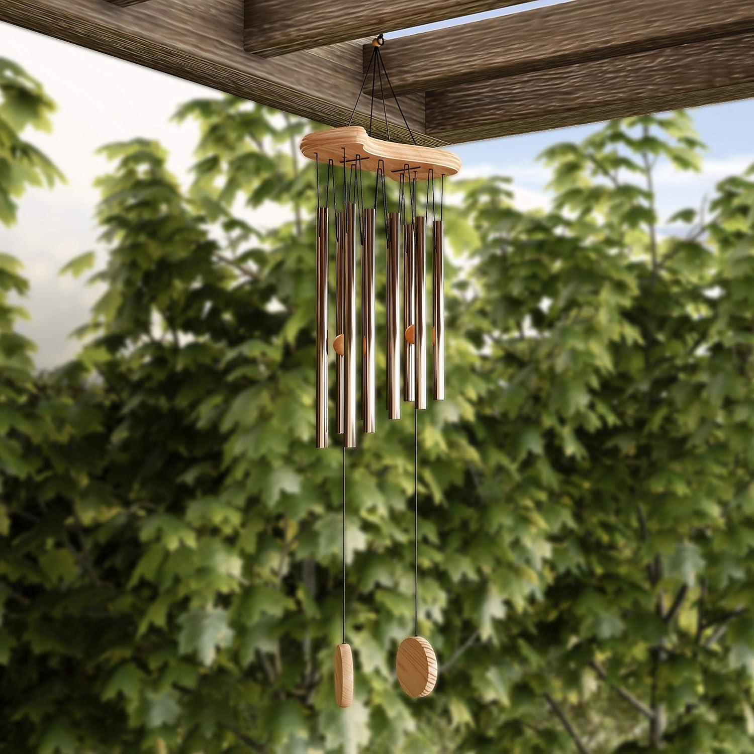 Metal & Wood Wind Chime-34.5 in. Tuned Metal Wind Chimes with Bronze Finish