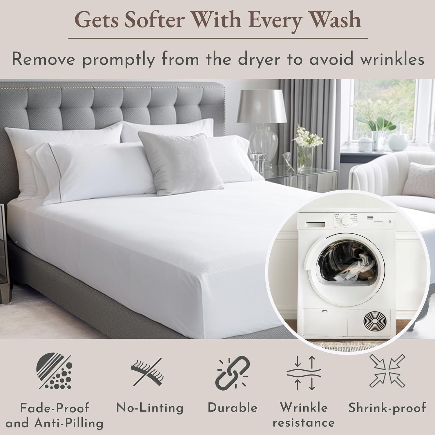 Soft 100% Cotton Sheets Set - Cooling Durable Sateen, Deep Pocket - by California Design Den - Bright White, Twin