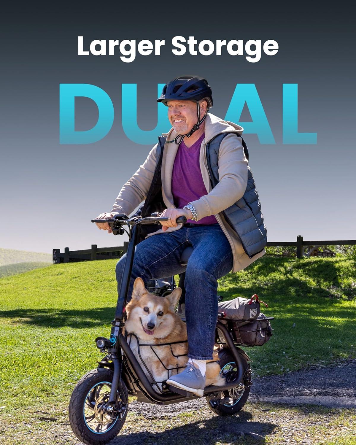 GYROOR Electric Scooter with Seat for Pets and Adults, 550W Powerful Motor 20miles Distance Max 18.6MPH Speed Spacious Storage Space LED Display, C1S
