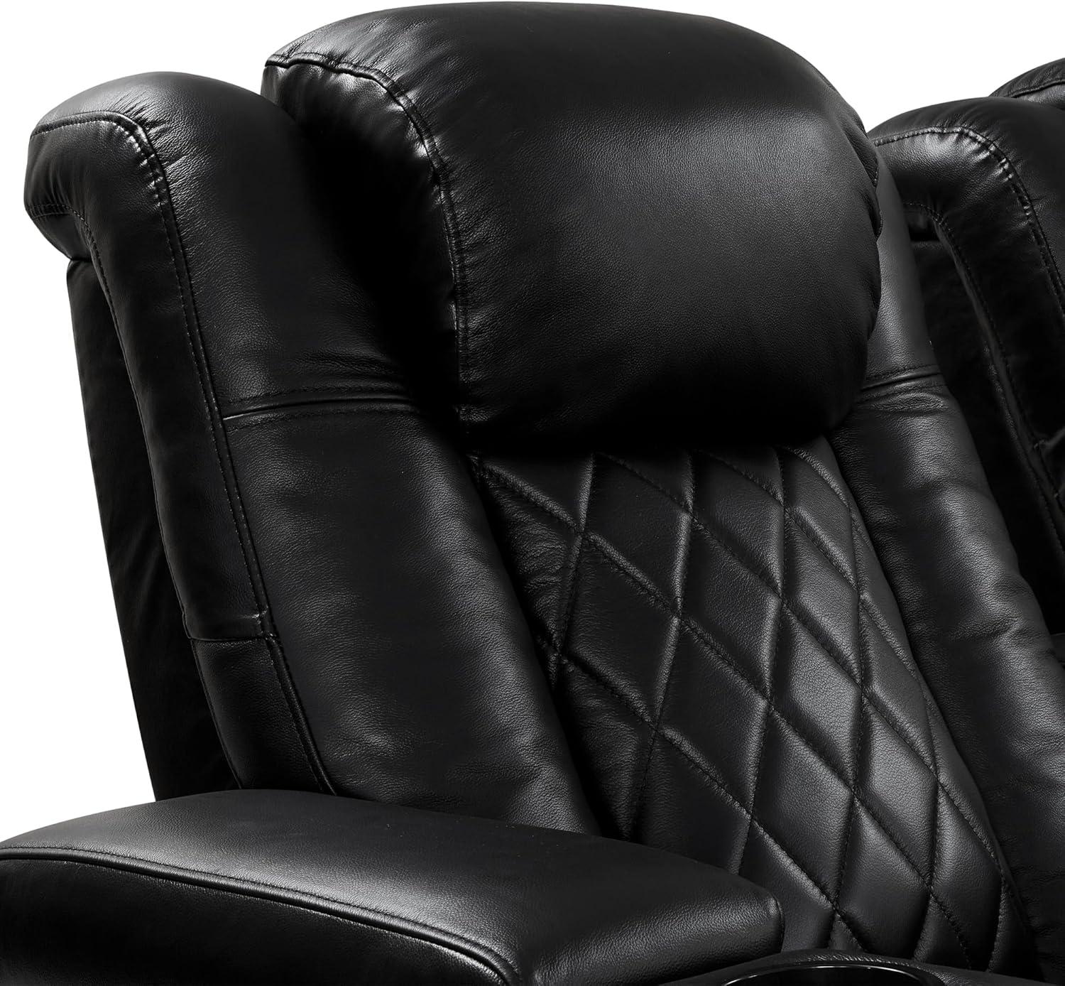 Valencia Tuscany Home Theater Seat - Nappa Leather Power Recliner with Cool Gel Memory Foam, USB-C/USB-A Charging, RGB LED Lights, Adjustable Lumbar & Headrest (Row of 2, Black)