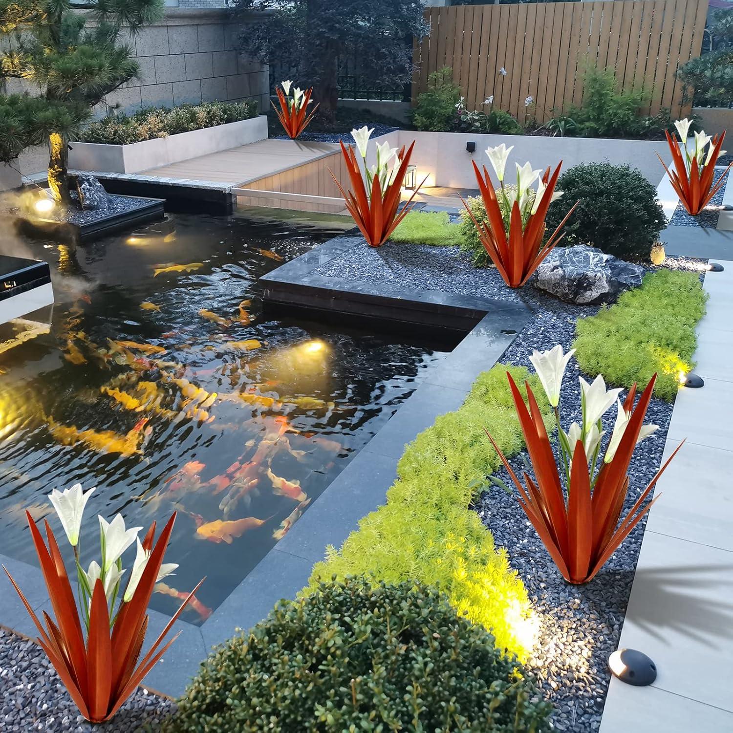 17 Stories Metal Agave Plant Outdoor Decoration Outdoor Garden Decoration Lily Mexican Yard Art Plant Garden Agave Lily Decorative Garden Gift (Set of 3)