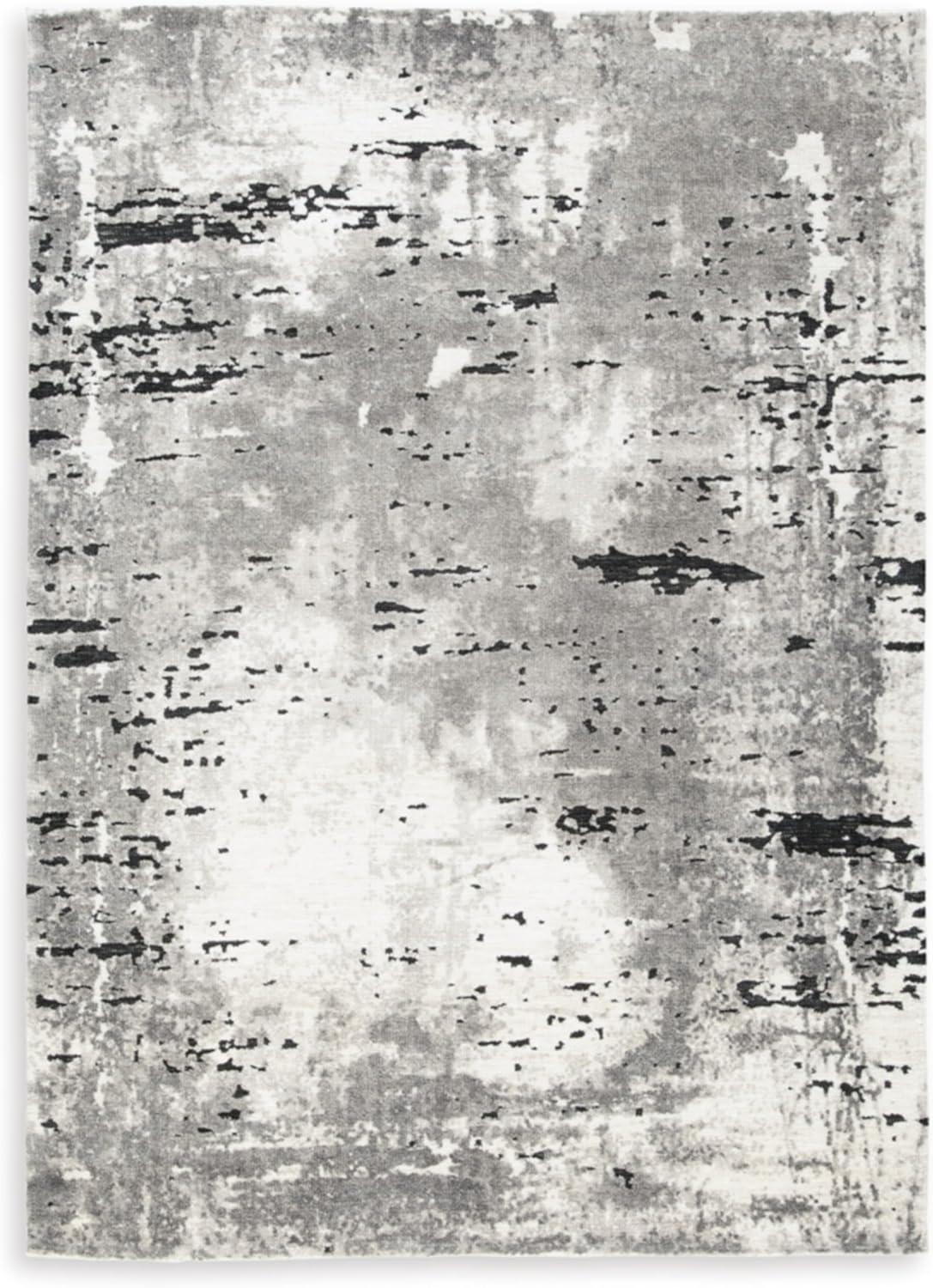 Gray Abstract 8' x 10' Synthetic Area Rug