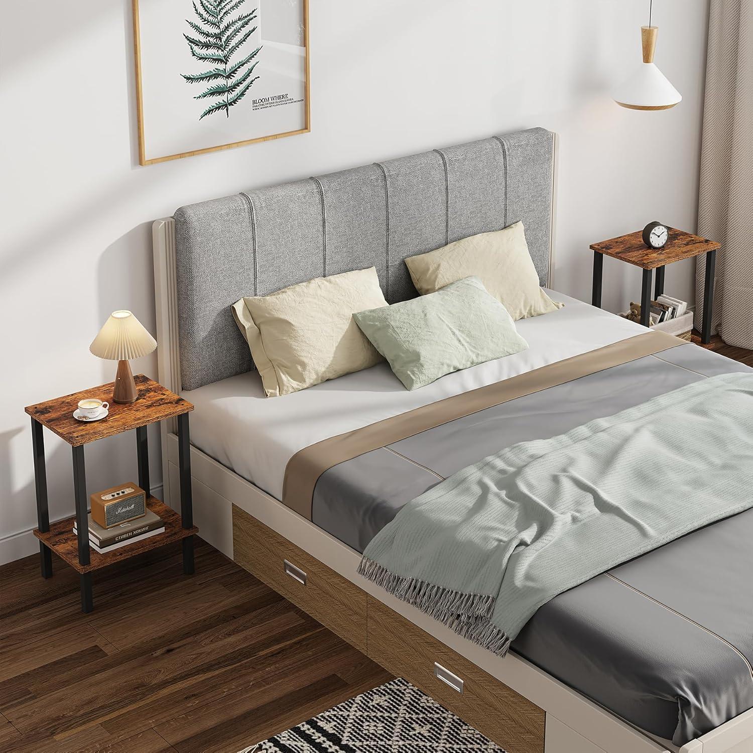 End Table, Set of 2, Side Table, Nightstand, 2-Tier Storage Shelf, Sofa Table for Small Space, Living Room, Bed Room TB01BB035