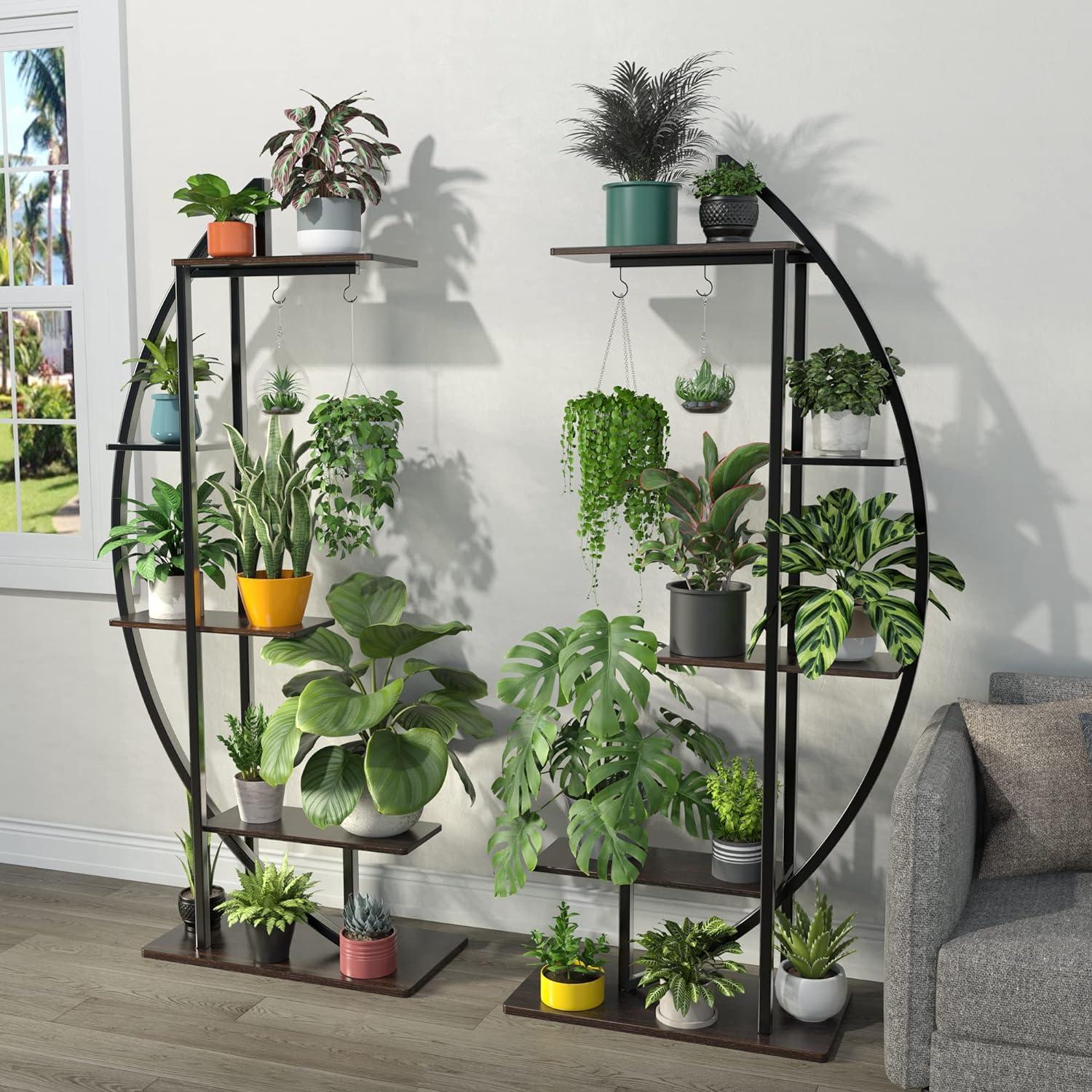 GDLF Tall Plant Stand Large Indoor Shelf  71" Metal Flower Rack  with hanging hook, more plant space