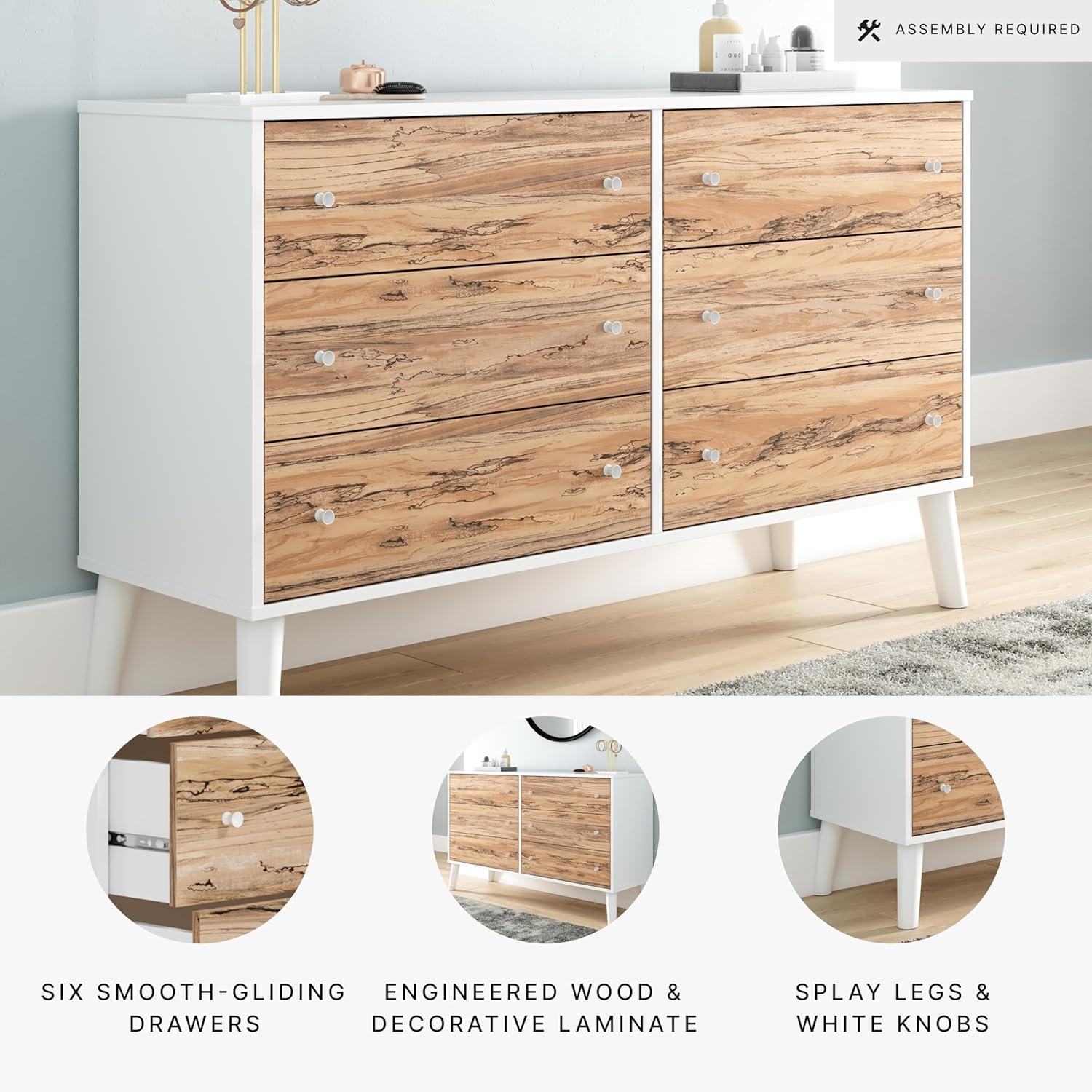 Signature Design by Ashley Contemporary Piperton 6 Drawer Dresser, Two-tone Brown/White