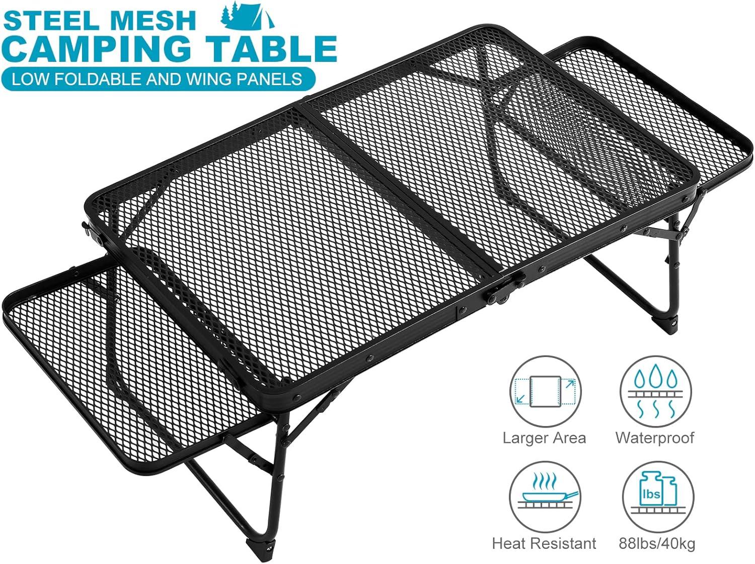 Compact Black Aluminum Folding Camping Coffee Table