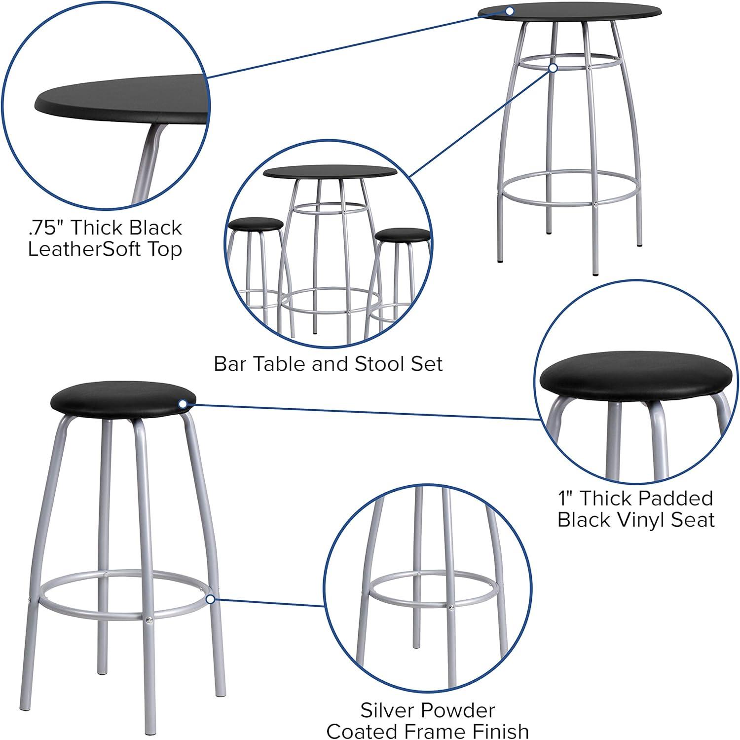 Flash Furniture Daria Bar Height Table Set with Padded Stools