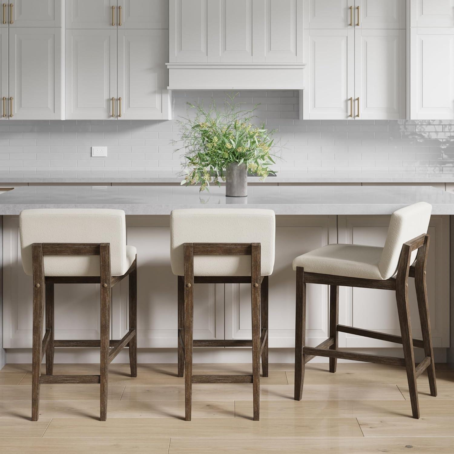 Nathan James Upholstered Wooden Stool