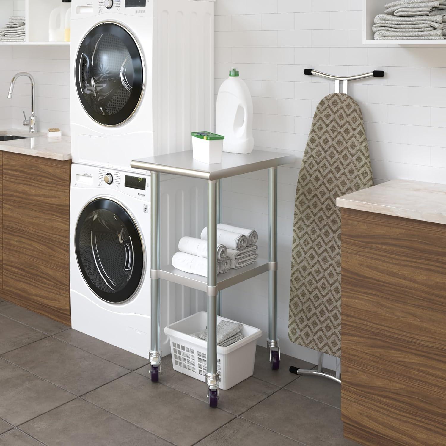 Amgood 24 in. x 18 in. Stainless Steel Table With Wheels