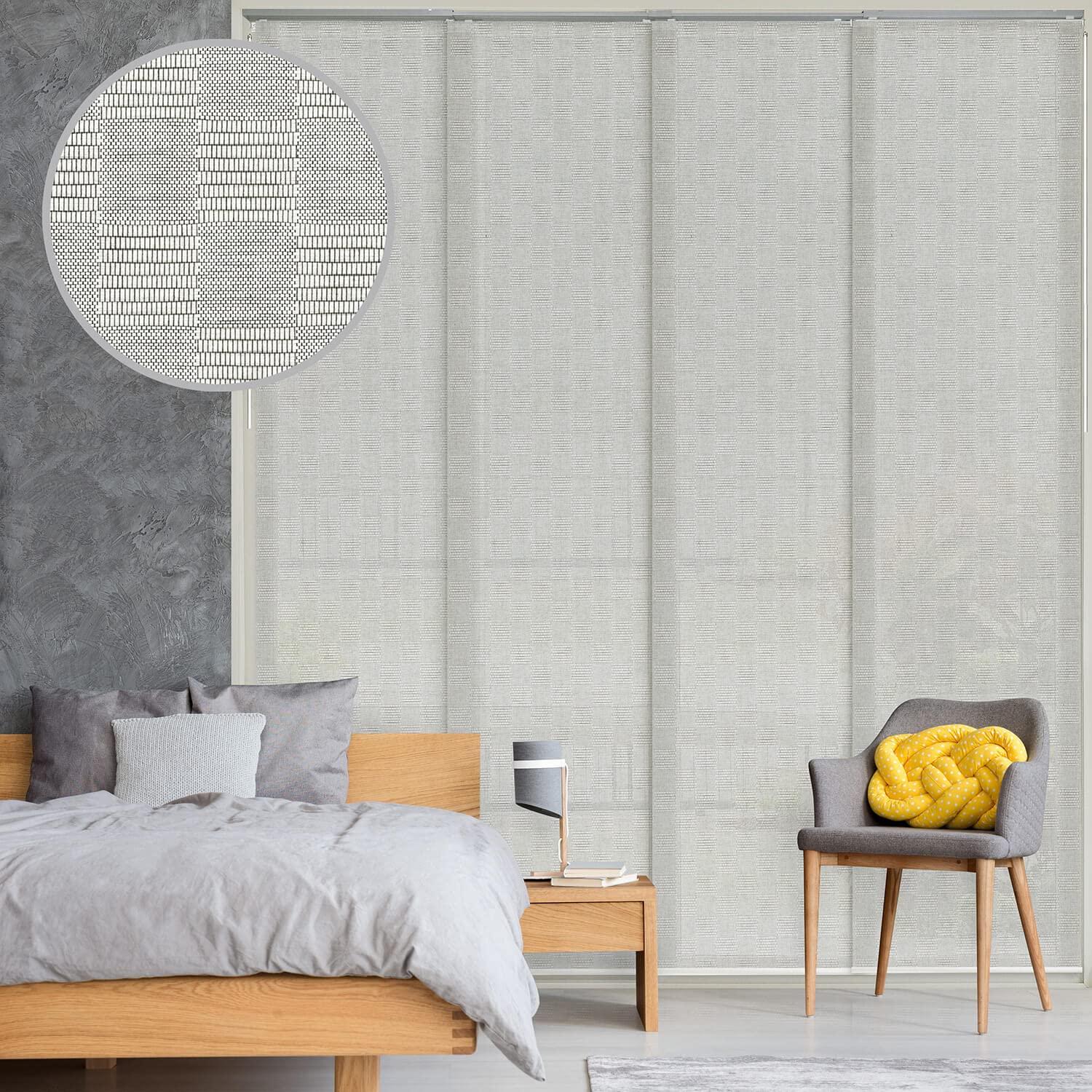 Bishop Sheer Adjustable Sliding Hanging Room Divider with 23 in. Slats Up to 86 in. W x 96 in. L