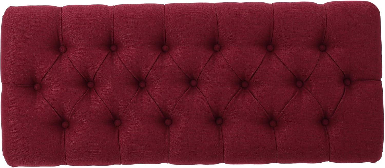 Scarlett Tufted Red Fabric Ottoman Bench with Black Legs