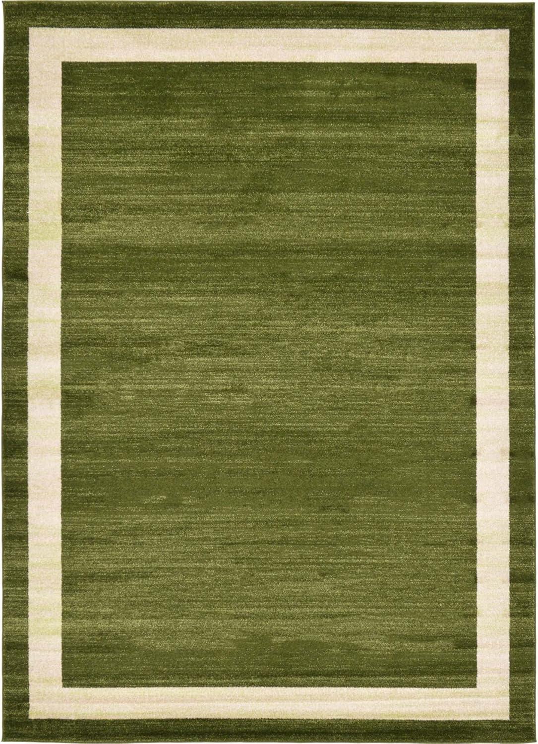 Easy-Care Tufted Green Synthetic 7' x 10' Rectangular Area Rug