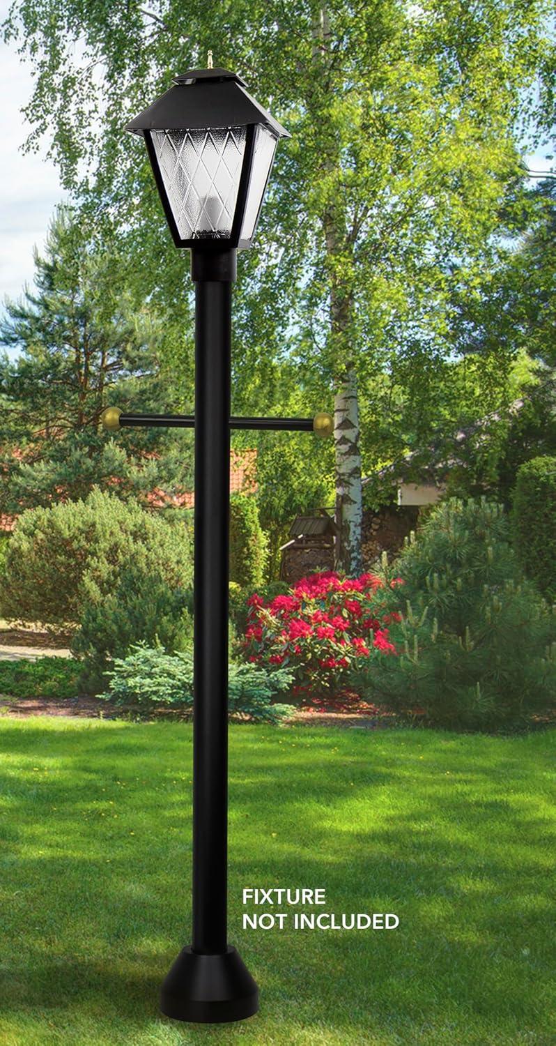 Solus 6-Foot Surface Mount Outdoor Lamp Post – Aluminum Light Pole with Standard Base Cover & Decorative Cross Arm – Black, Bronze, or White – Fits 3" Fixtures – Made in USA (Black)