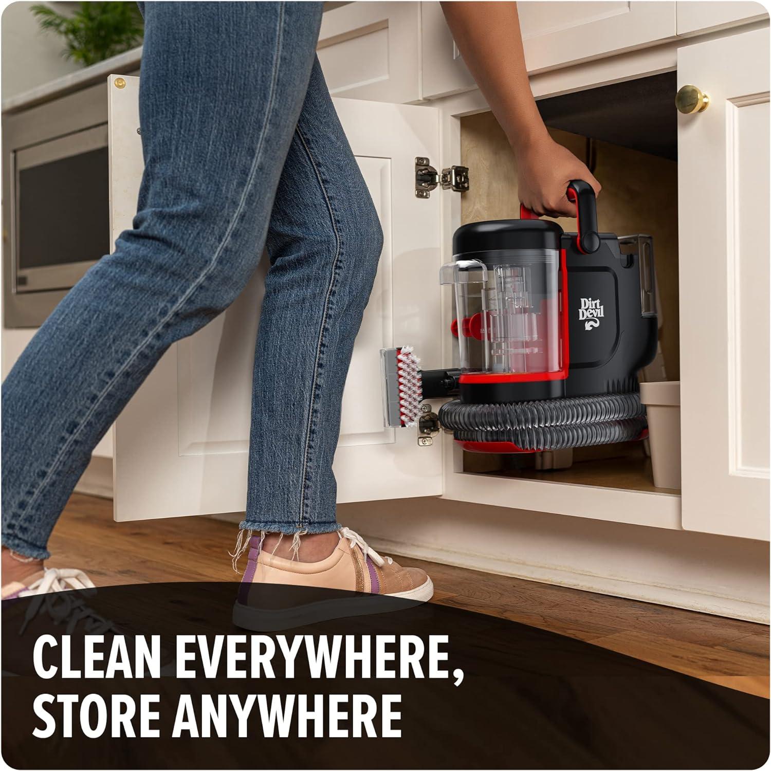 Dirt Devil Portable Spot Cleaner, For Carpet & Upholstery, Stain Remover, FD13000, Black/Red, Compact