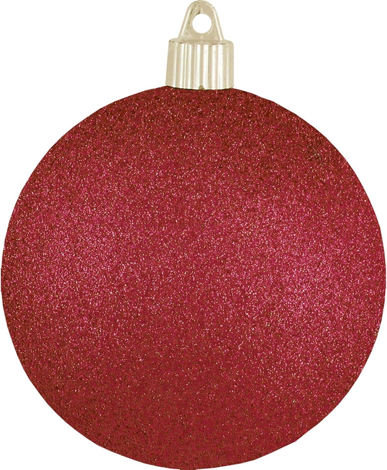 Christmas By Krebs Ornament, Commercial Grade Indoor and Outdoor Shatterproof Plastic, Water Resistant Ball Ornament Decorations (Red Glitter, 4 inch (100mm))