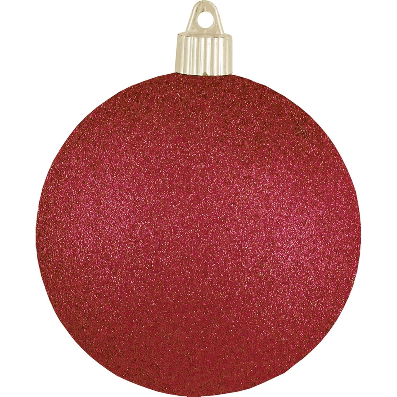 Christmas By Krebs Ornament, Commercial Grade Indoor and Outdoor Shatterproof Plastic, Water Resistant Ball Ornament Decorations (Red Glitter, 4 inch (100mm))