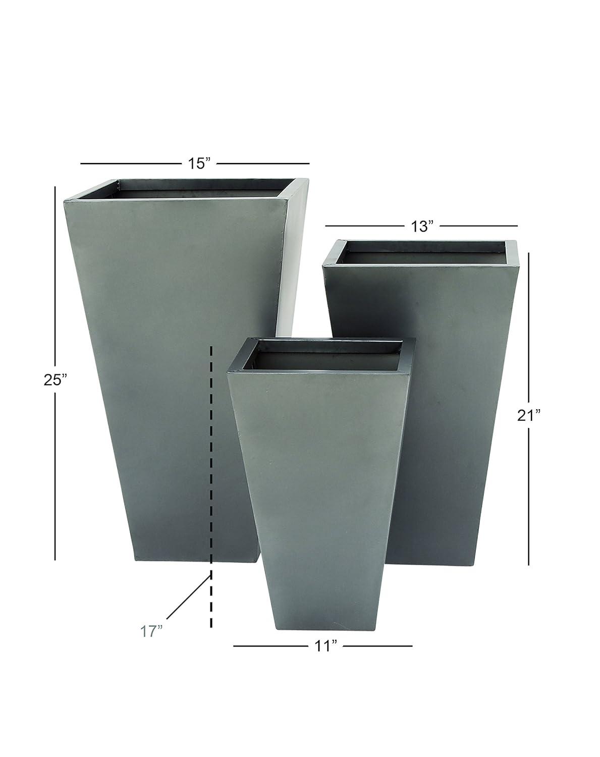 Set of 3 Contemporary Trapezoidal Iron Planters Gray - Olivia & May