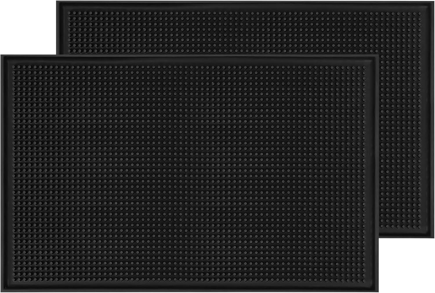 Black Silicone 18'' x 12'' Bar Service Mats, Set of 2