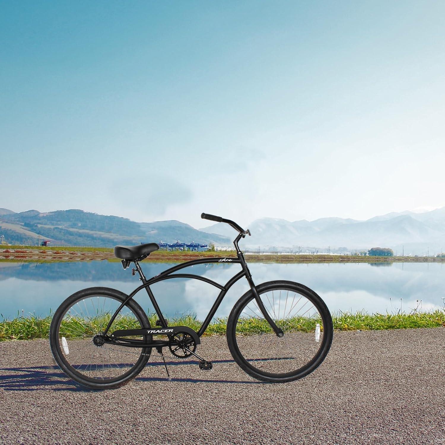 Tracer ACE Bicicleta de Playa de 26 Pulgadas para Mujer, Rosa, Velocidad Nica, Freno de Montaña, Bicicleta Urbana de Cercanías para Adultos