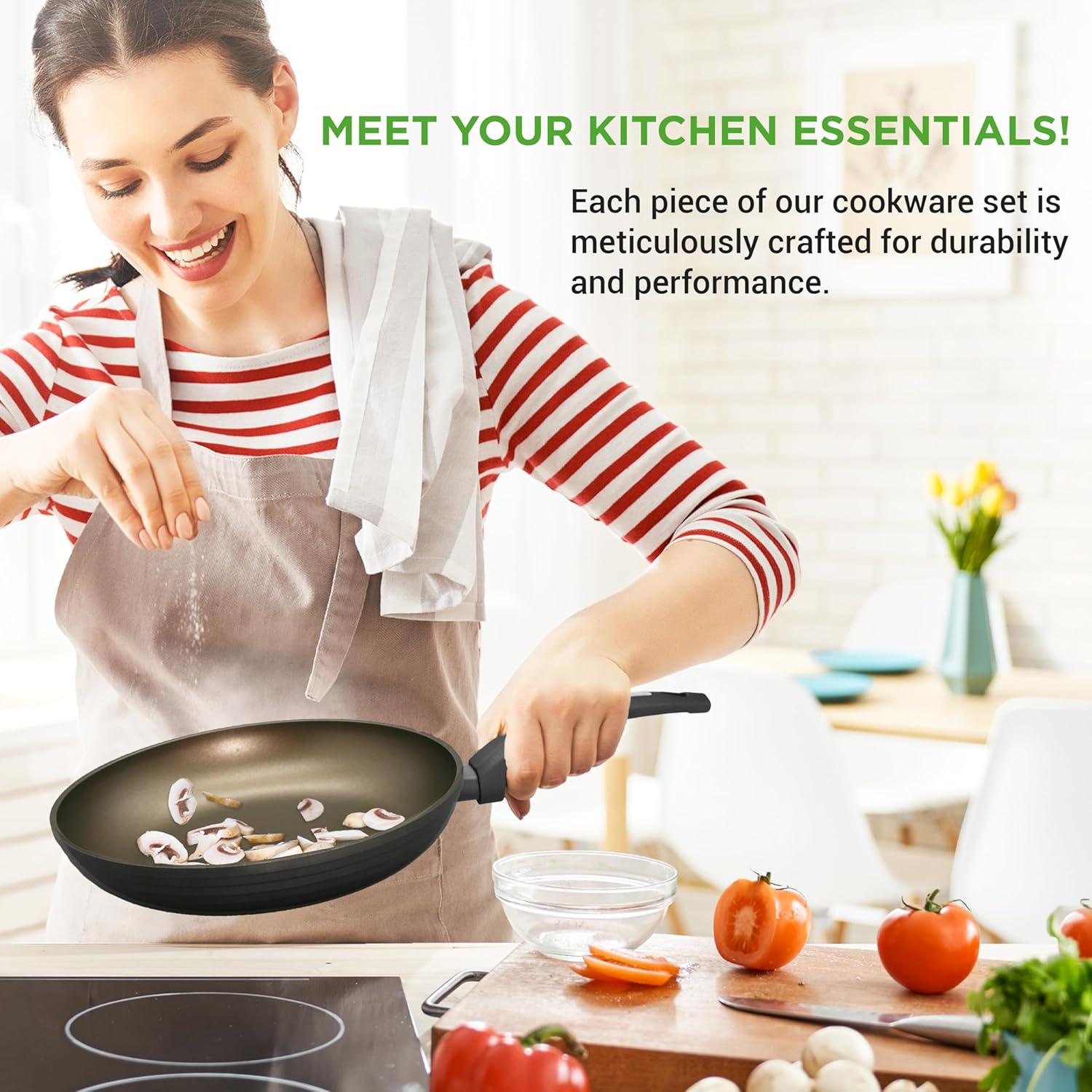 NutriChef 12 - Piece Non-Stick Aluminum Cookware Set