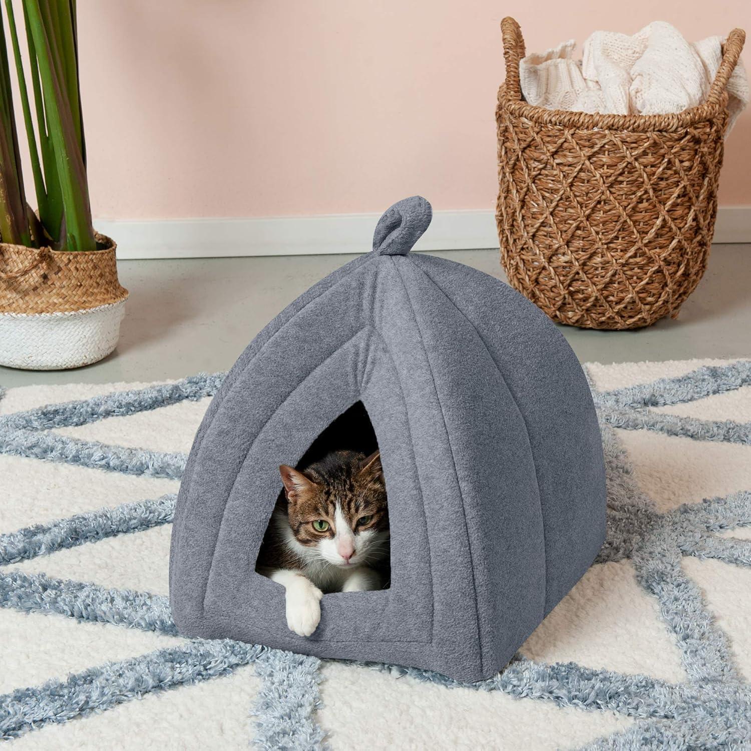 FurHaven Fleece Pet Tent Small Dog and Cat Bed - Small, Heather Gray