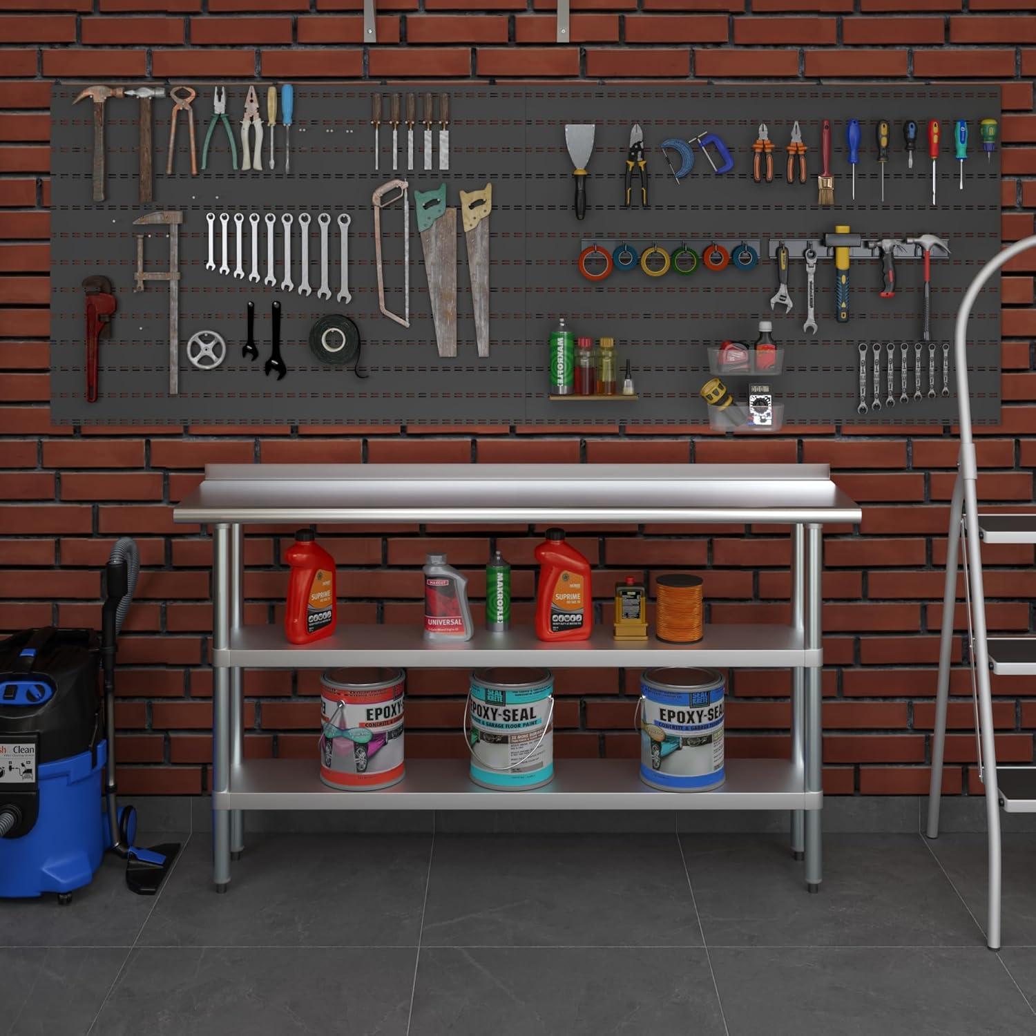 Amgood Stainless Steel Work Table with 2 Shelves