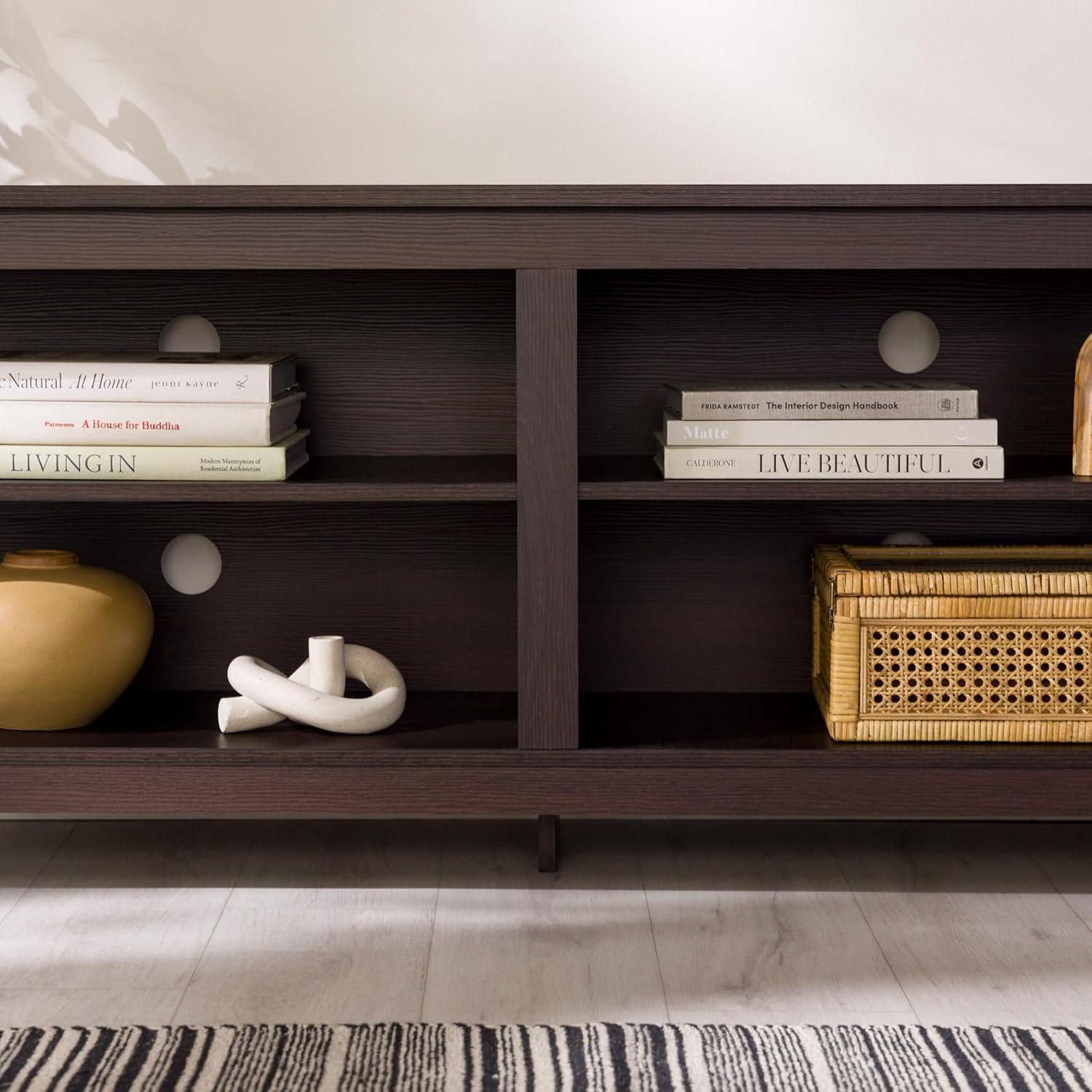 Walker Edison Open Storage TV Stand for TVs up to 65", Espresso