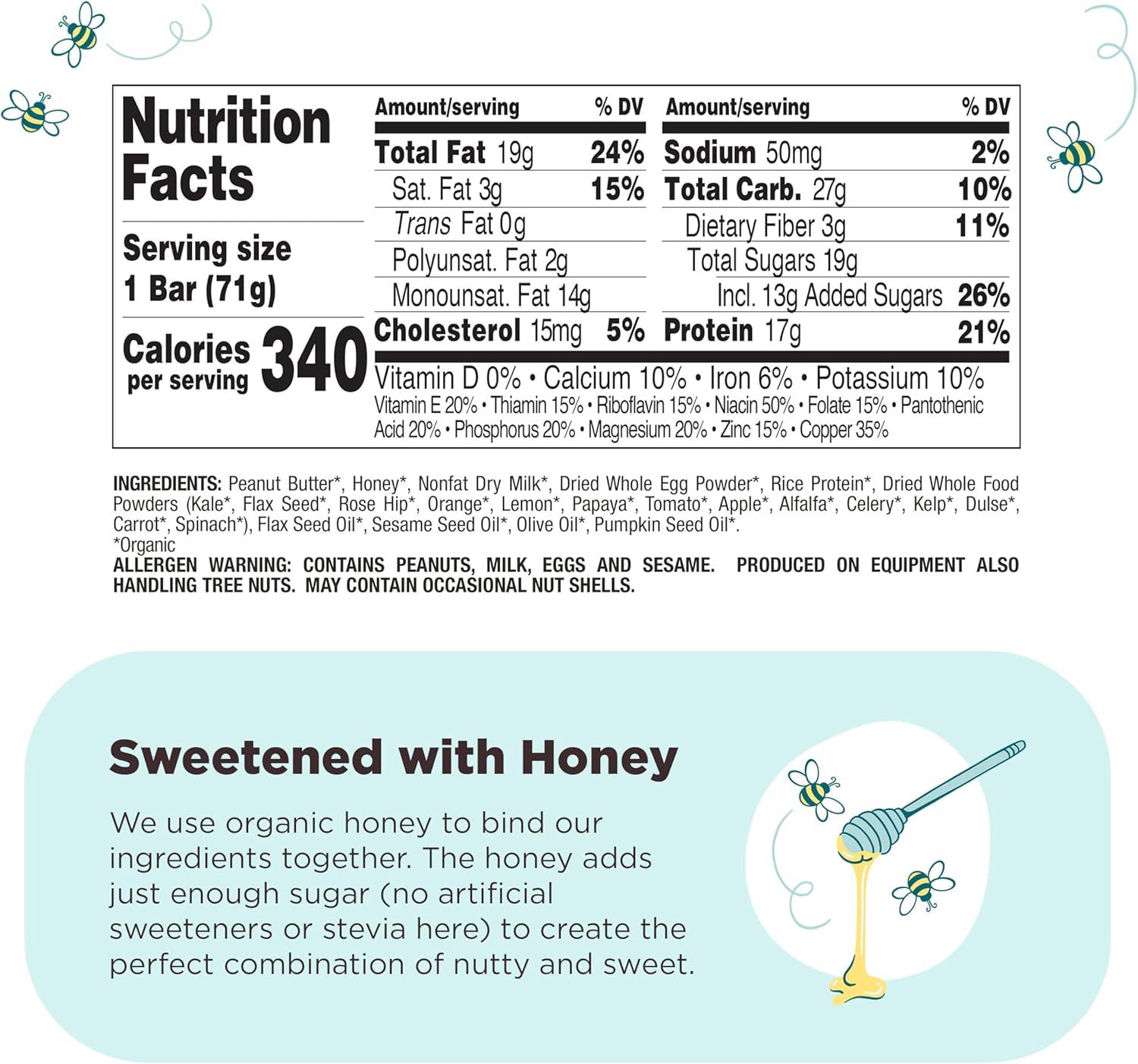 Perfect Bar, Peanut Butter Protein Bar, High Protein, Organic, Gluten Free, Soy Free, Non GMO, No Sugar Alcohols, 2.5 Ounce Bar, 10 Count