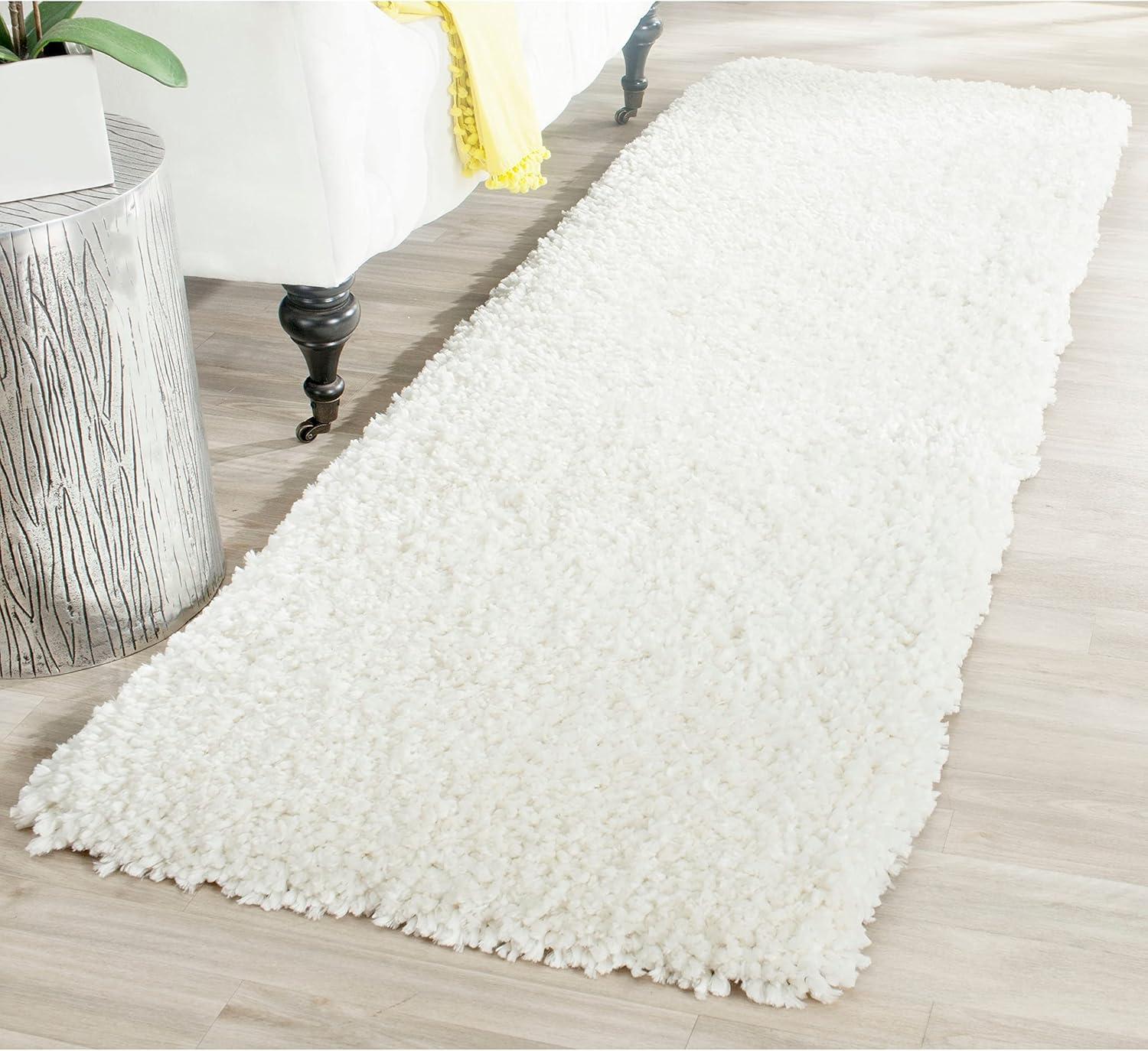 SAFAVIEH Popcorn Solid Polyester Shag Area Rug, Ivory, 3' x 5'