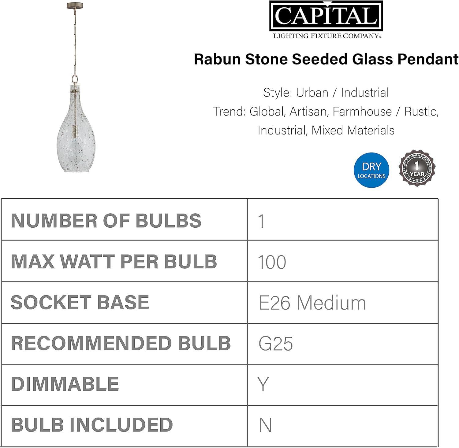 Capital Lighting 333813-472 1 Light 21-1/2" Tall Pendant - Nickel