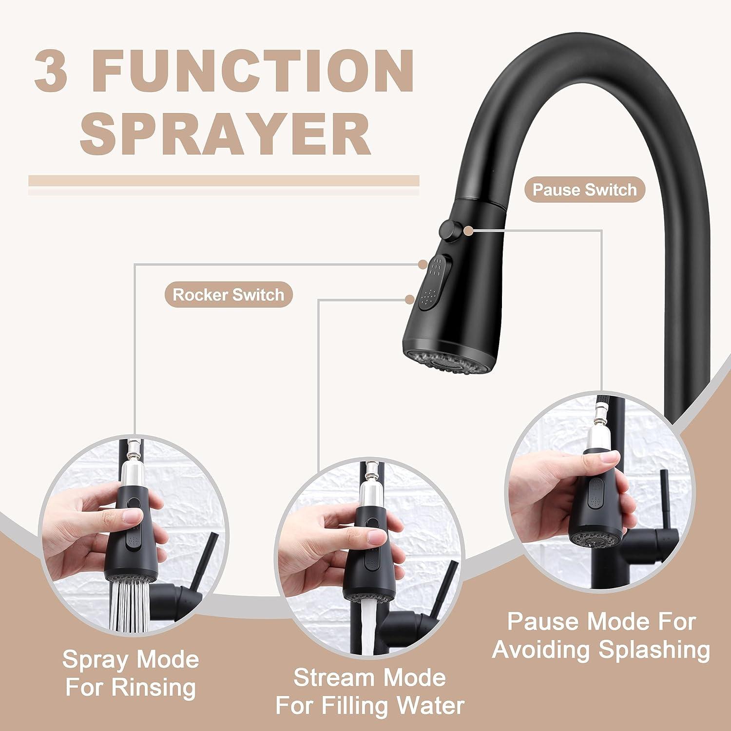 ARCORA Stainless SteelSingle Handle Pull-Down Sprayer Kitchen Faucet Set with Touchless Sensor