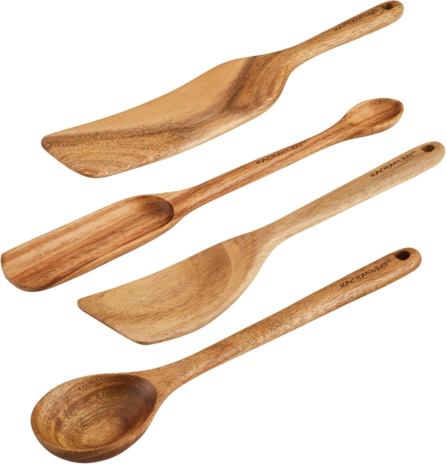 Rachael Ray Tools & Gadgets Wooden Kitchen / Cooking Utensil Set, 4 Piece