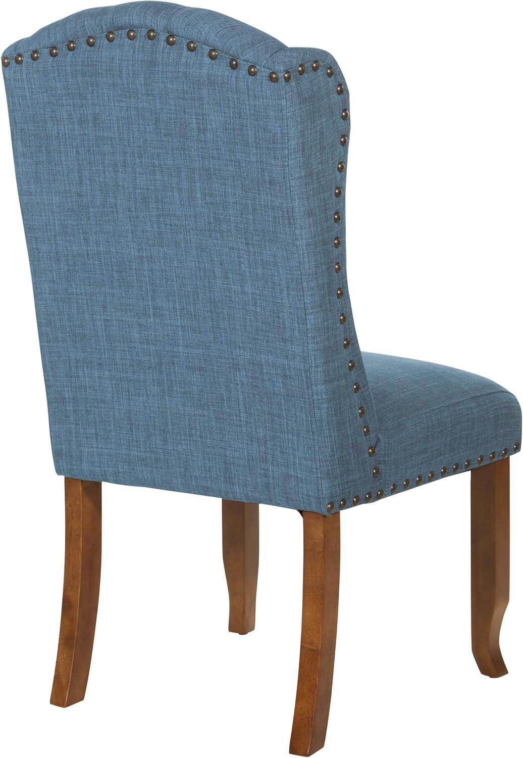 Jessica Tufted Wingback Dining Chair Navy - OSP Home Furnishings: Polyester Upholstery, Nailhead Trim, Solid Wood Legs
