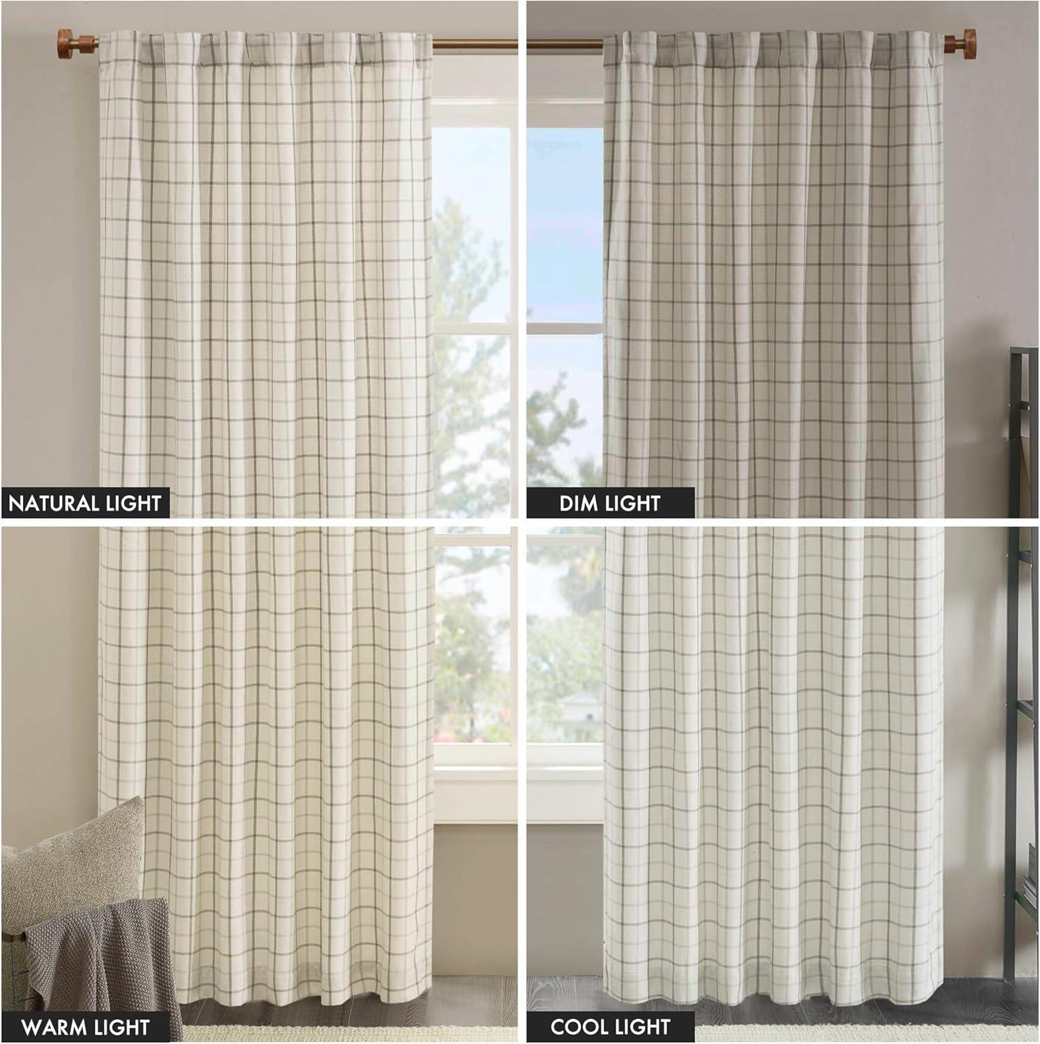 Anaheim Woven Plaid Room Darkening Thermal Fleece Lined Single Curtain Panel