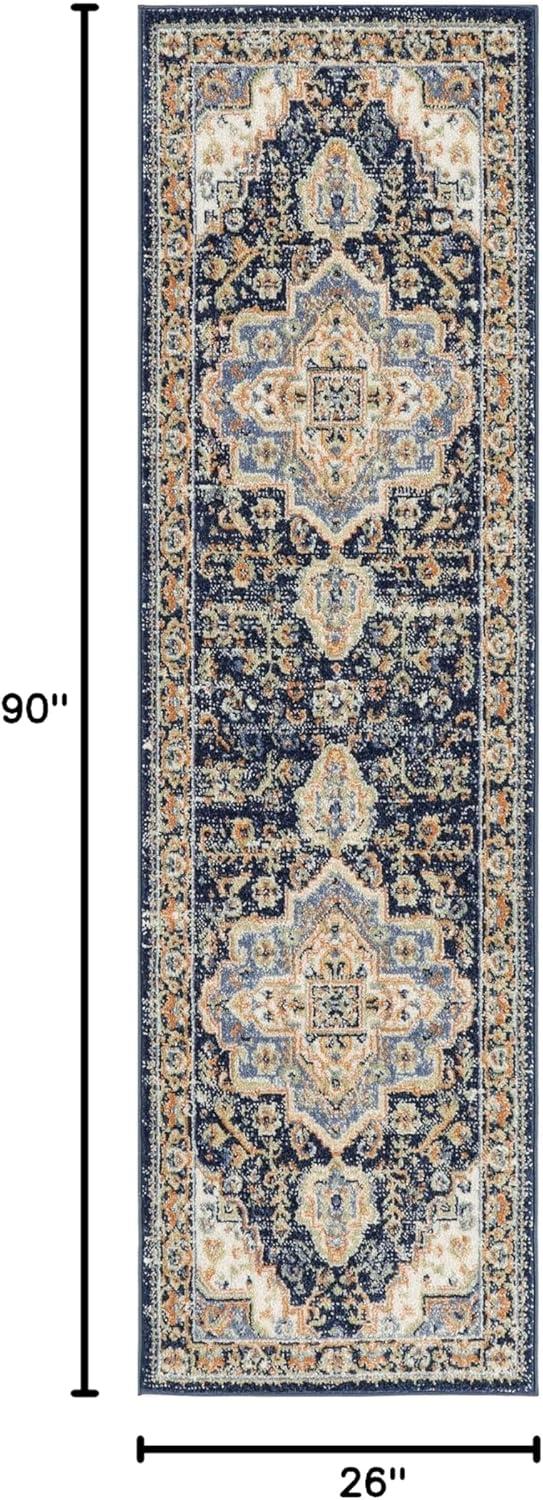Nourison Essentials Persian Vintage Indoor Outdoor Area Rug Navy 8' x 10'