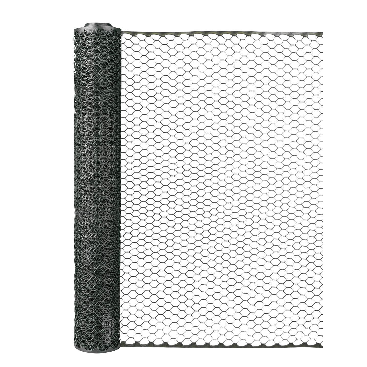 Boen - Plastic Hex Chicken Wire Mesh Temporary Fence Roll (2' x 25' - Black) - Plastic Fence Poultry Netting for Temporary or Semi Permanent Enclosures, Deer Netting Fence, Construction Fencing