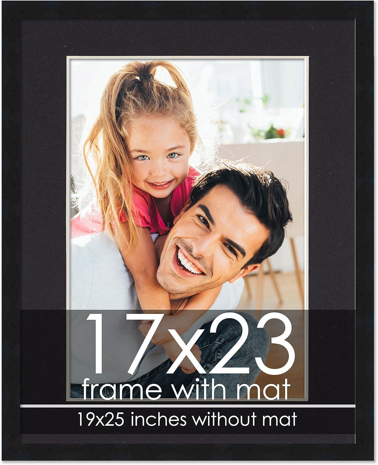 Black Solid Wood 19x25 Frame with 17x23 Mat