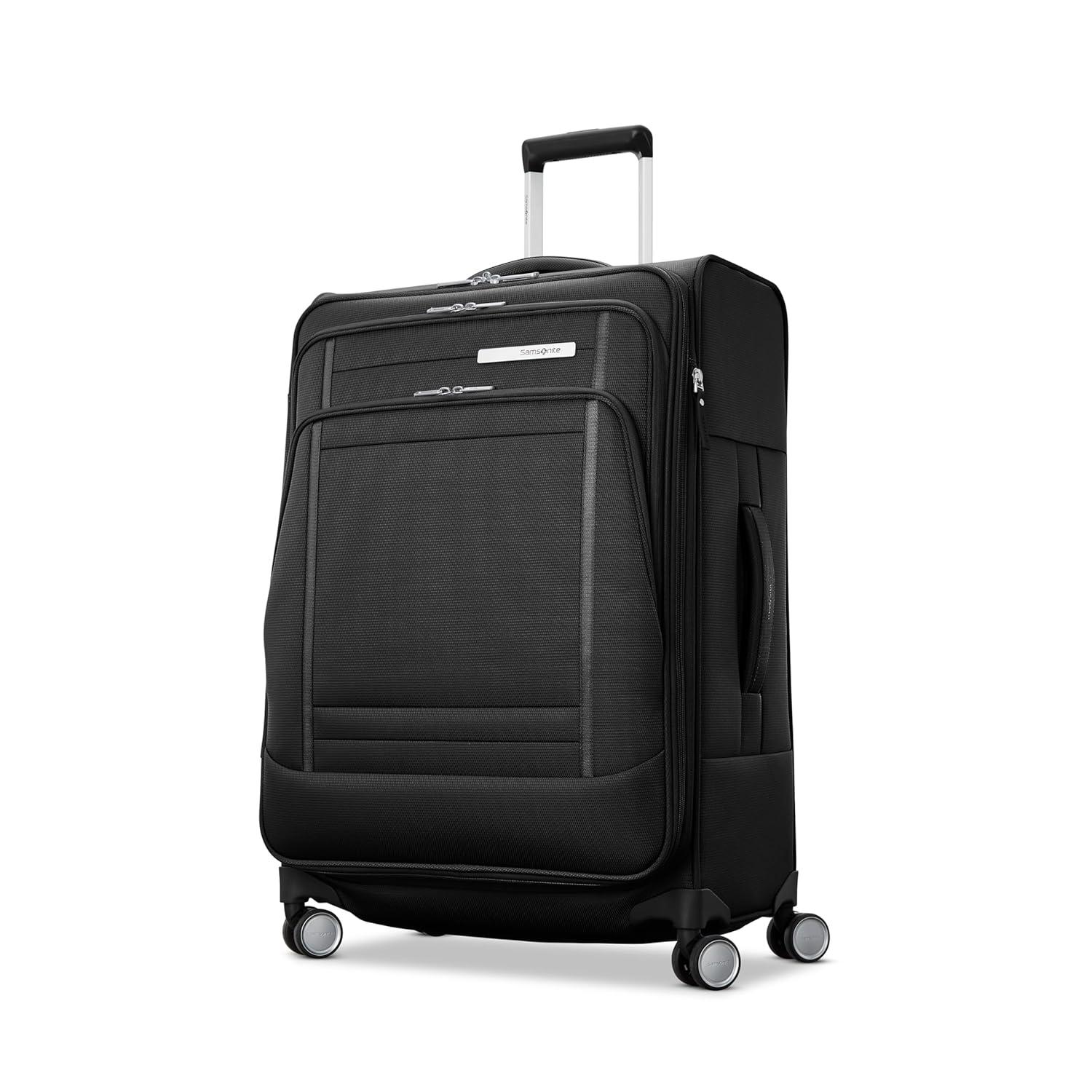 Midsized Black Softside Spinner Luggage with USB Charging