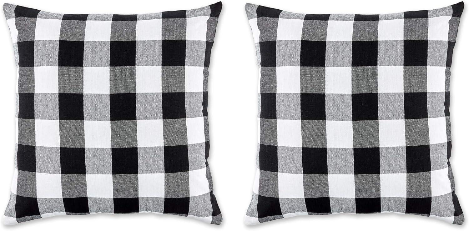 Black and White Buffalo Check Cotton Pillow Cover Set, 20x20