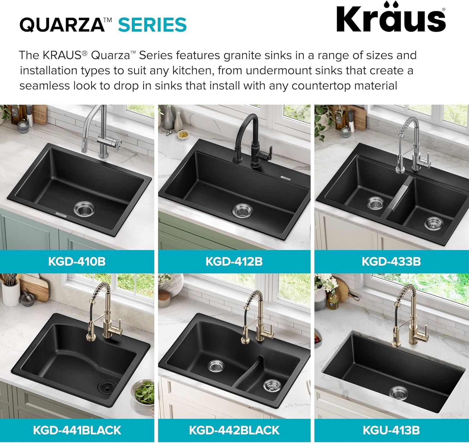 KRAUS Quarza™ 25" L Dual Mount Single Bowl Granite Kitchen Sink