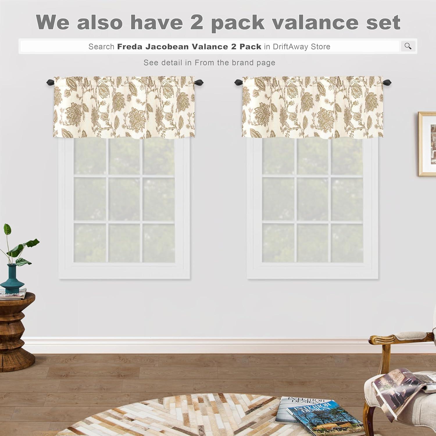 DriftAway Freda Jacobean Floral Linen Blend Blackout Thermal Insulated Energy Saving Privacy Window Curtain Valance Rod Pocket 2 Layers