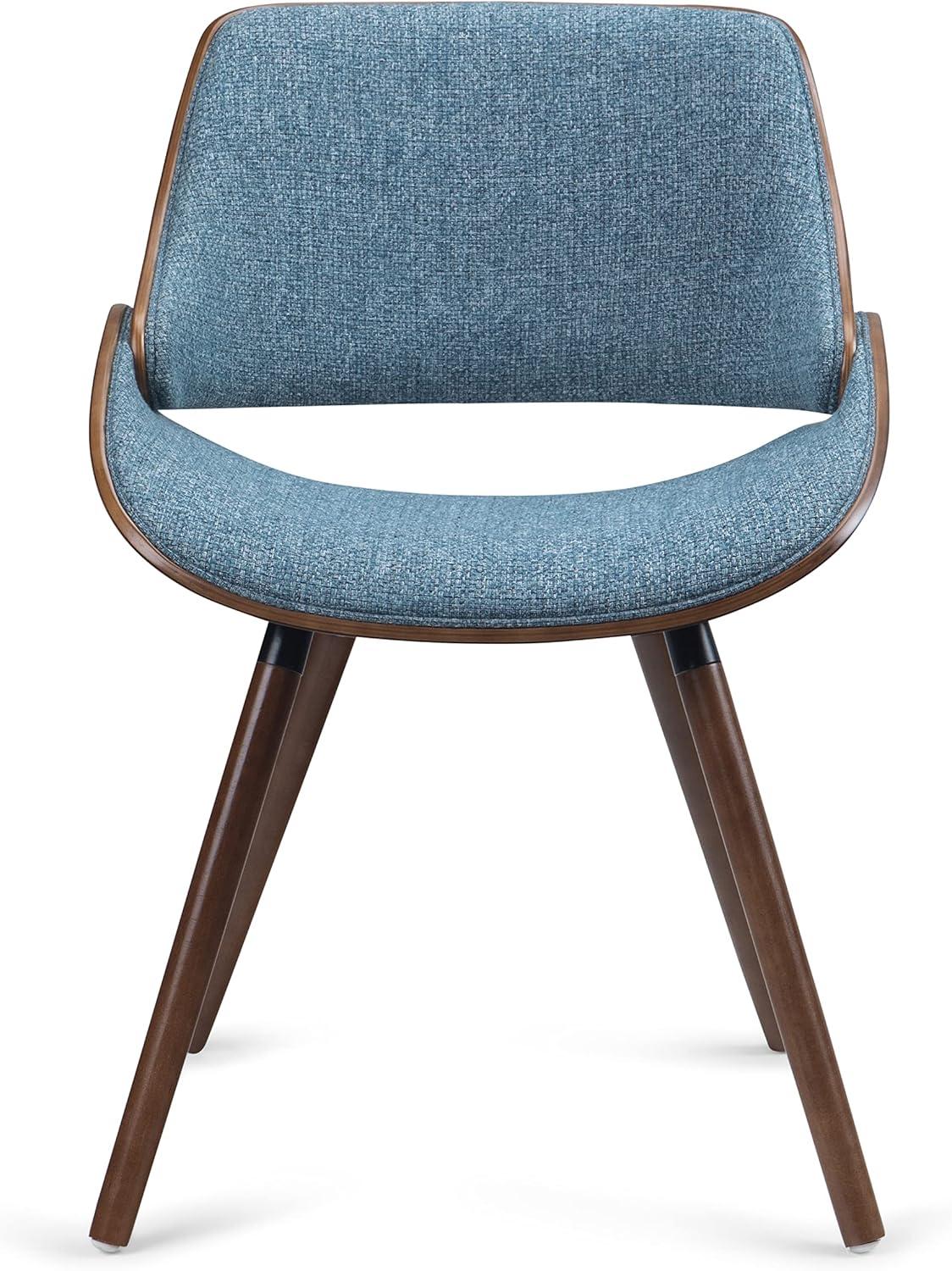 Denim Blue Upholstered Parsons Side Chair with Solid Wood Legs