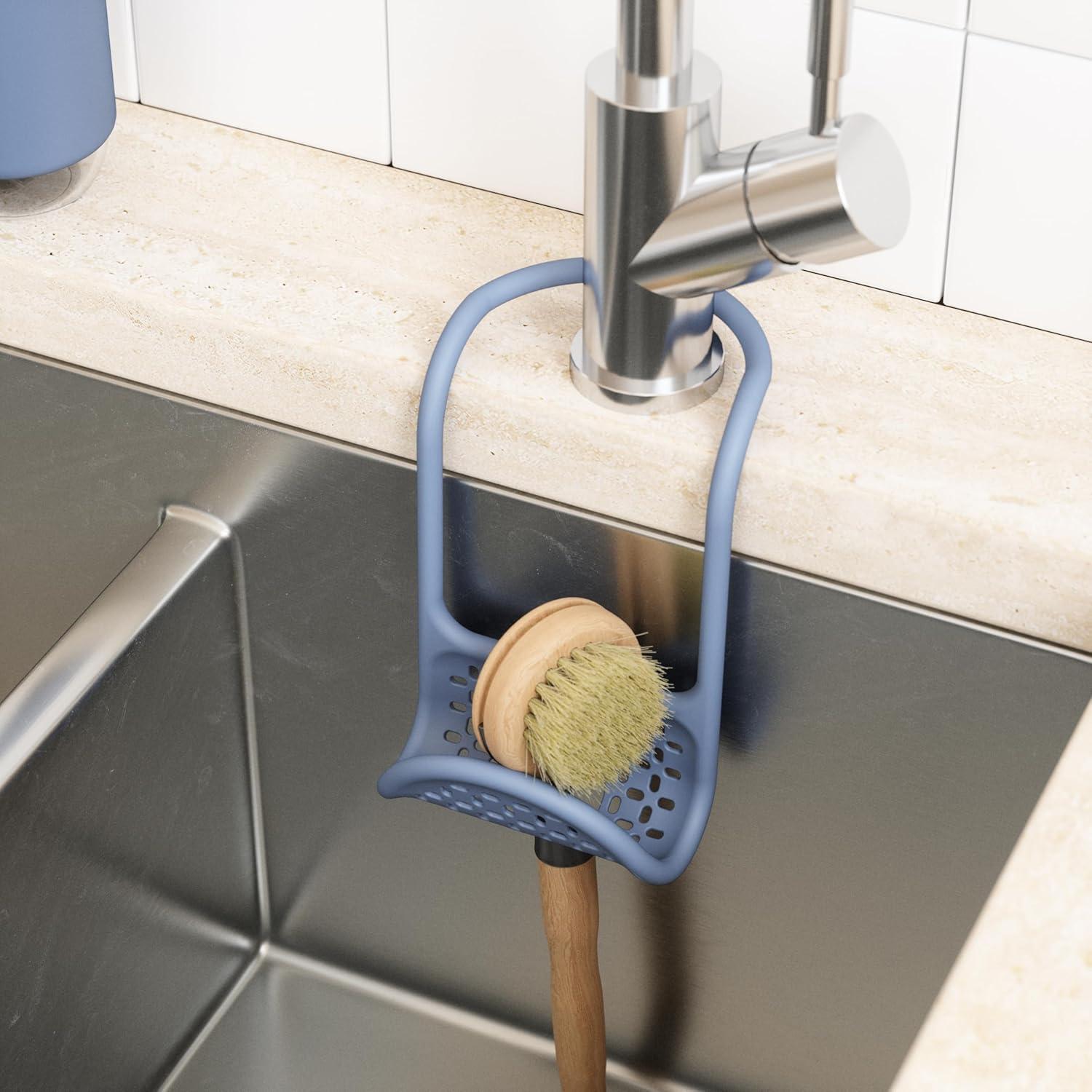 Slate Blue Flexible Sink Caddy with Perforated Base