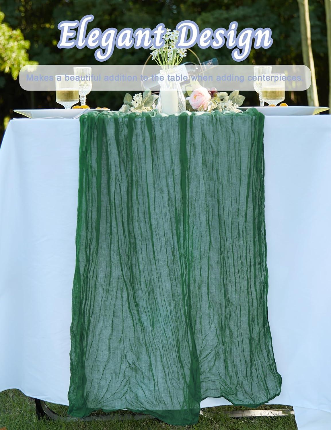 Mint Green Cheesecloth Table Runner 6 Pack 35" Boho Gauze Runner 120 inches Long Tablecloth Runner Rustic Sheer Fabric Bulk for Baby Shower Wedding Bridal Birthday Party Table Decorations