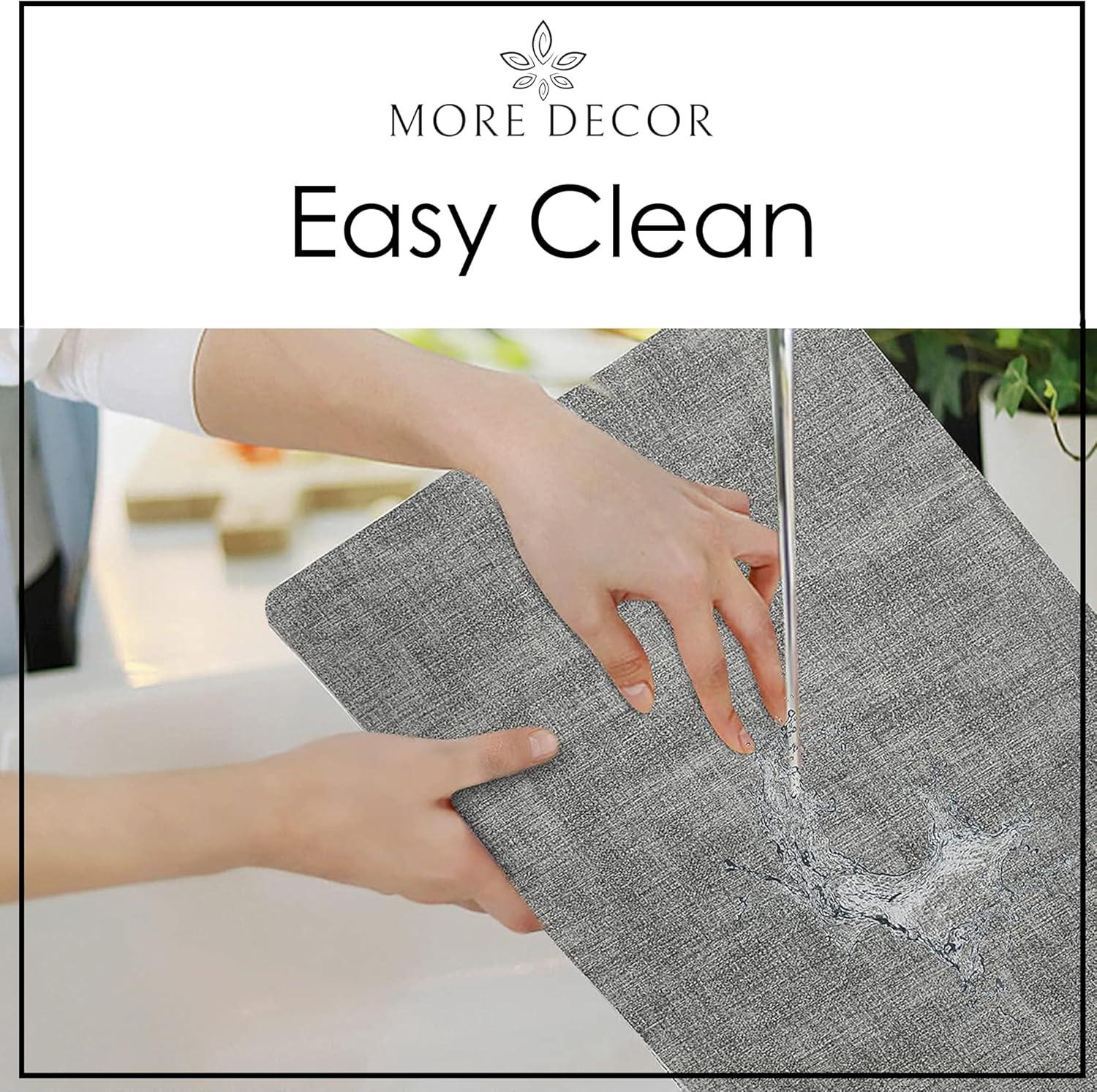 FOCUSLINE Faux Leather Placemats Set of 6, Light Grey Table Place Mats, Waterproof and Non-Slip Dining Table Mats for Indoor & Outdoor Use